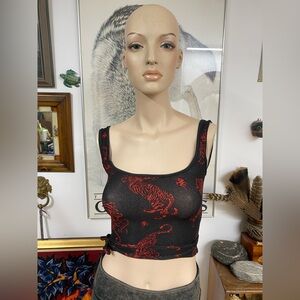 Handmade Black and Red Tiger Crop Top